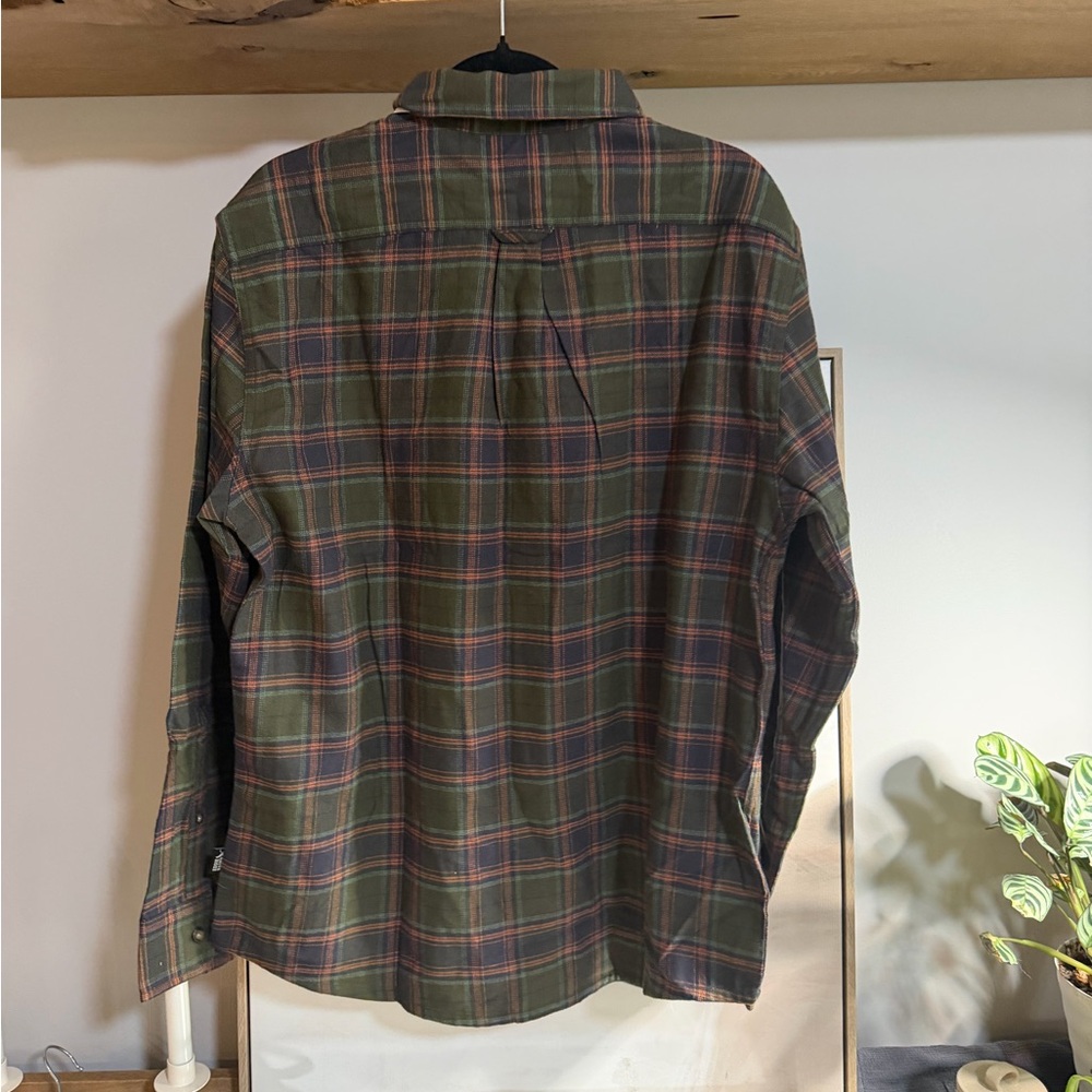 NWT Eddie Bauer Olive and Red Plaid Button Down Shirt - Picture 4 of 4